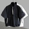 Men's Black Half Zip Short Sleeve Jacket Casual Oversized Streetwear Windbreaker