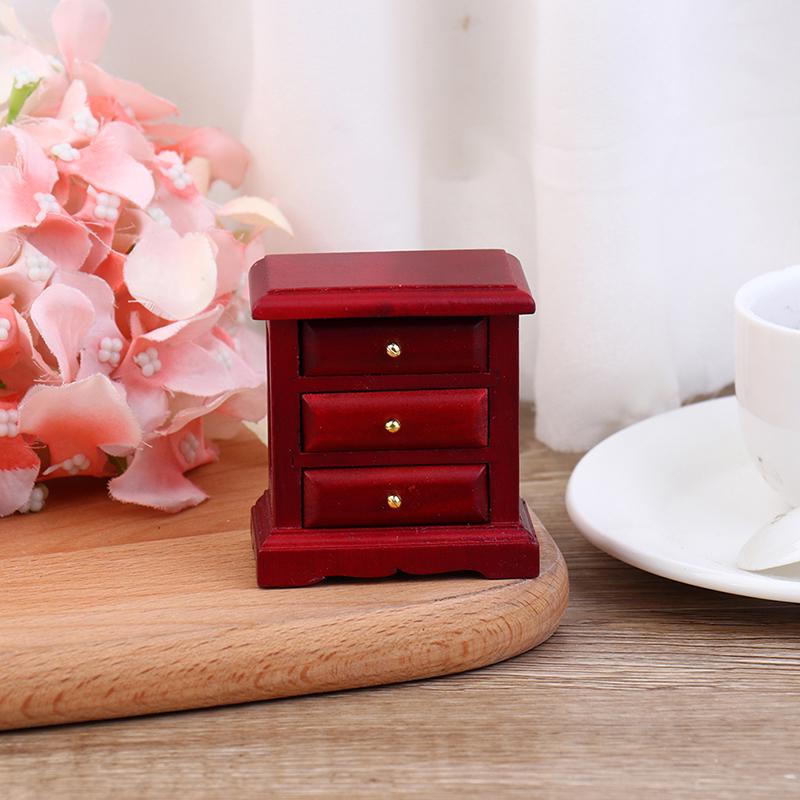 1:12 Dollhouse Miniature Bedside Cabinet Drawer Cabinet Doll House Bedroom Decor