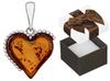 Silver Pendant Heart With Amber Women's Oxidized Heart Pendant