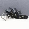 Y2K Punk Men's Genuine Cowhide Leather Belt with Full Row and Cross Rivets