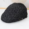 Classic American retro leopard print forward hat women's big head circumference autumn and winter peaked hat fashion warm face small beret