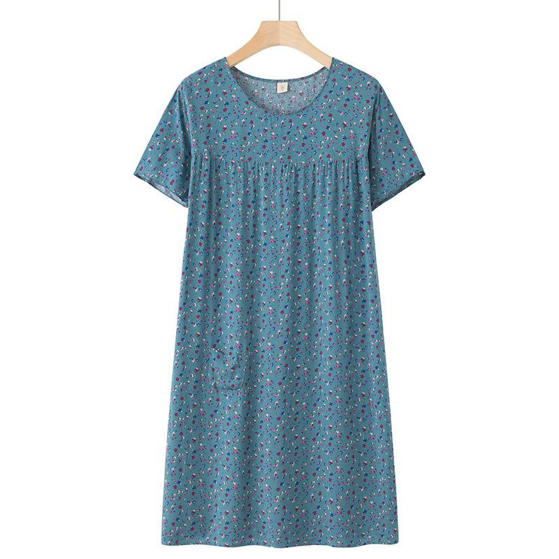

Silk-Blend Short Sleeve Nightgown for Moms, New Summer-Style Lightweight Loose Pajamas. One Size (Fits 90-170 jin)