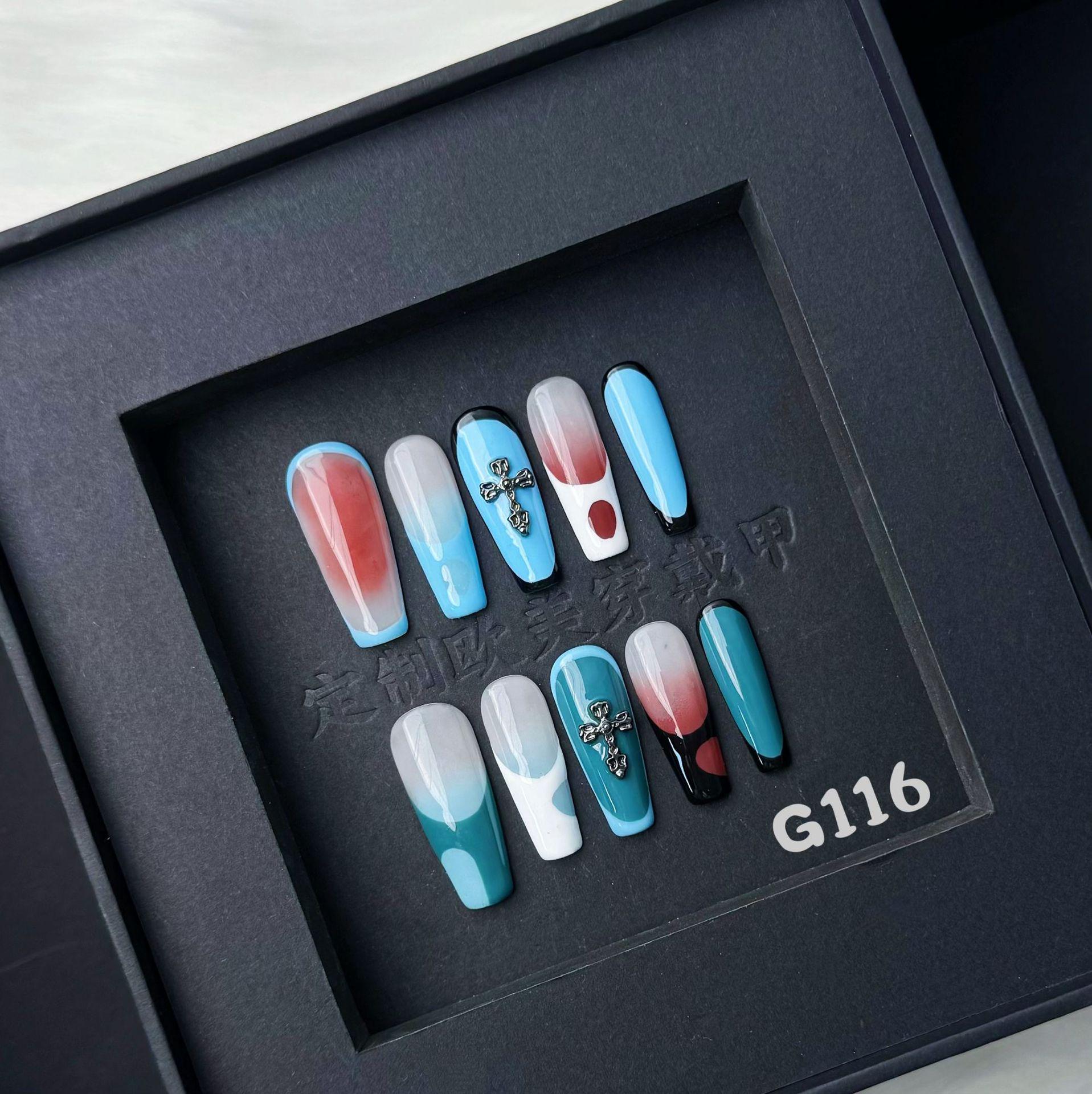 

High-End European & American Color Block Nail Patches - Handmade Pure Summer Style L