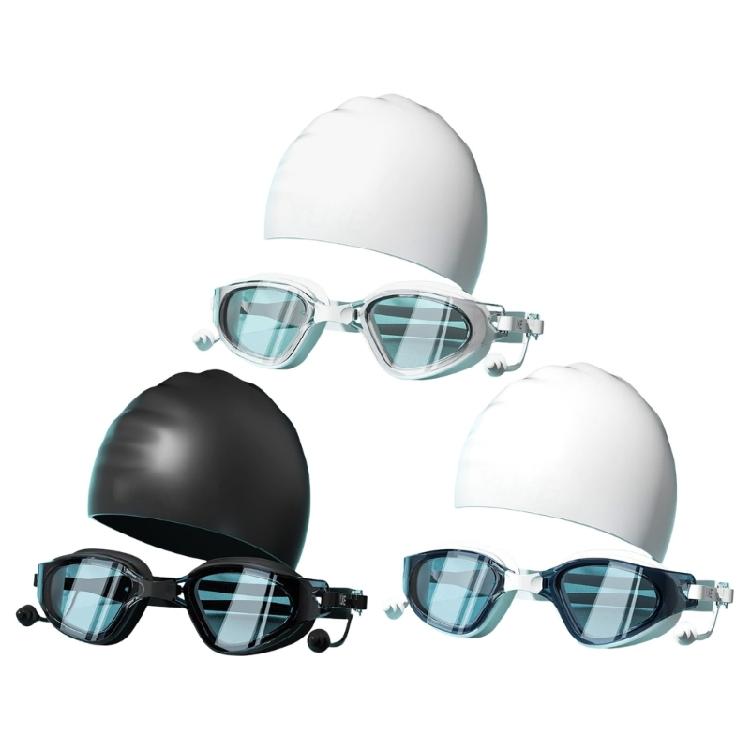 Adult Swimming Goggles with Swimming Caps, Anti-Fog Swimming Goggles Adjustable Strap, Swimming Goggles for Men Women