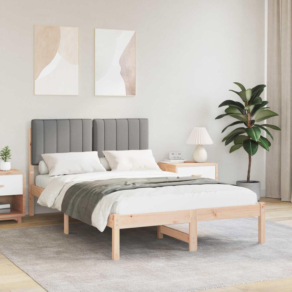 Bed Frame with Padded Headboard Light Grey 120 x 190 cm