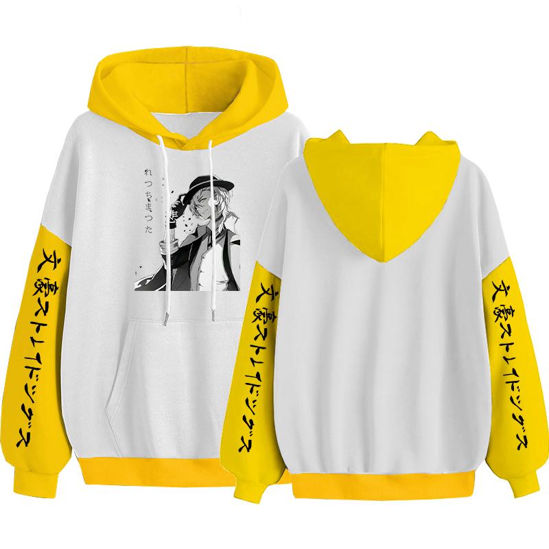 AnimeNakahara Chuuya Bungo Stray Dogs Zipper Hoodies Manga Graphic Oversized Sweatshirts Men Gift Thick Warm Zip-up Jacket Coats
