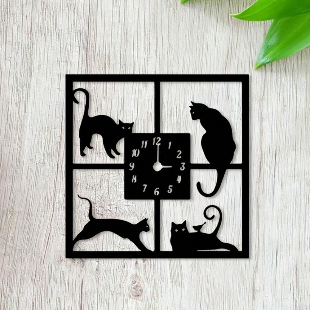Vintage Metall Katze Wanduhr Minimalistische Wohnkultur Wetterbeständig Wohnzimmer Geschenk
