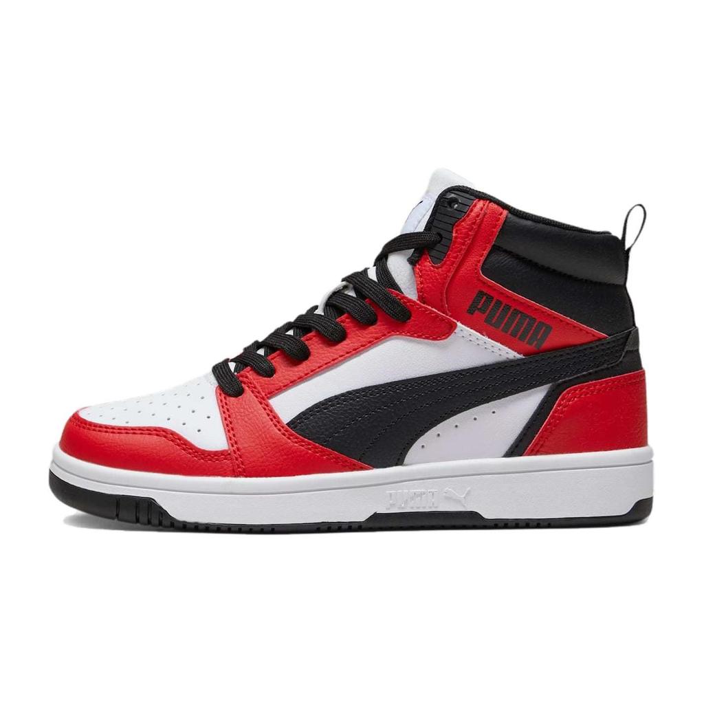 Puma Rebound V6 Mid Big Kid White Black For All Time Red Kids Sneakers 393831-03