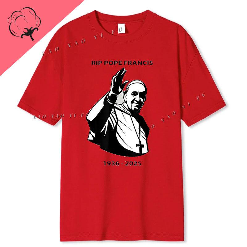 Camisas RIP Pope Francis Catholic T Shirt Pray for Pope Francis Catholic Memorial Graphic T Shirts Gift Christian Quote Tee