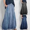 Europäischer & Amerikanischer A-Linien-Denimrock: Hohe Taille, Elastisch, Gebürstete Kanten, Vielseitig für Herbst & Winter
