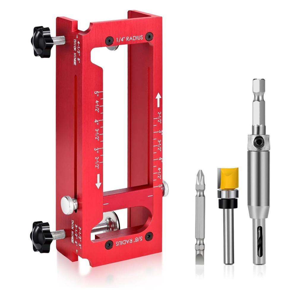 Aluminum Alloy Router Template Kit 1/4in Radius Mortise Jig Hinge Template  For Door Installation