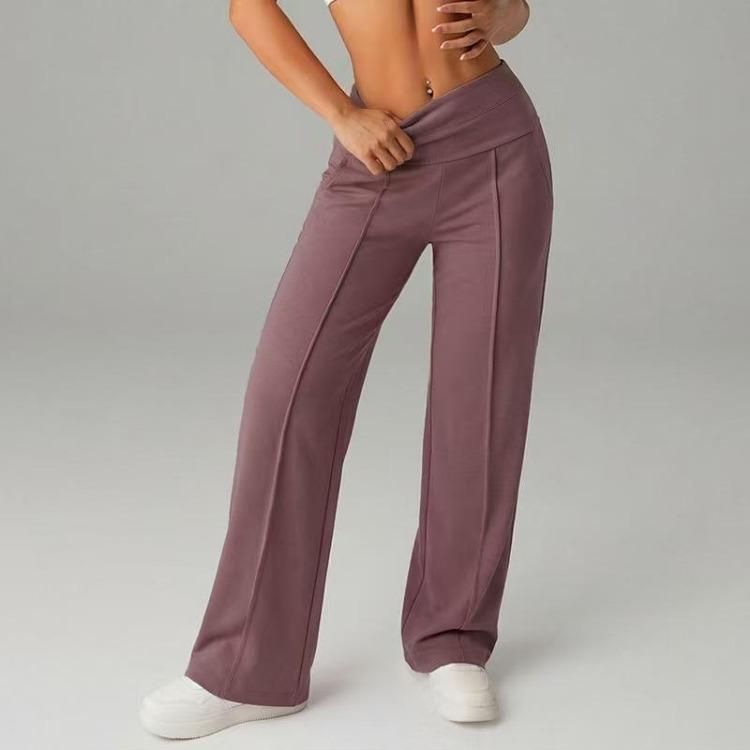 High Waist Workout Pants for Women Straight Leg Sports Trousers with Pockets Outdoor Casual Comfort Slim Fit Long Pants
