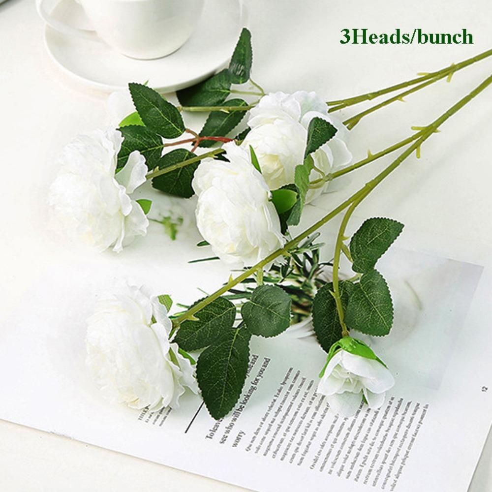European 3heads Peony Multicolors 48*8cm/65cm Bridal Bouquet Flowers PINK Fake Peony Flower Wedding Table Decoration
