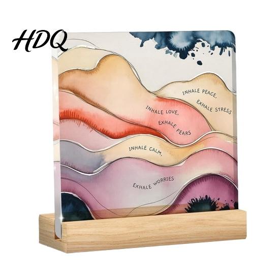 Warm Gift for Friends Motivational Mental Health Desktop Decoration Acrylic Sign with Wooden Stand Spiritual Support Office Desk Decor Inspirational