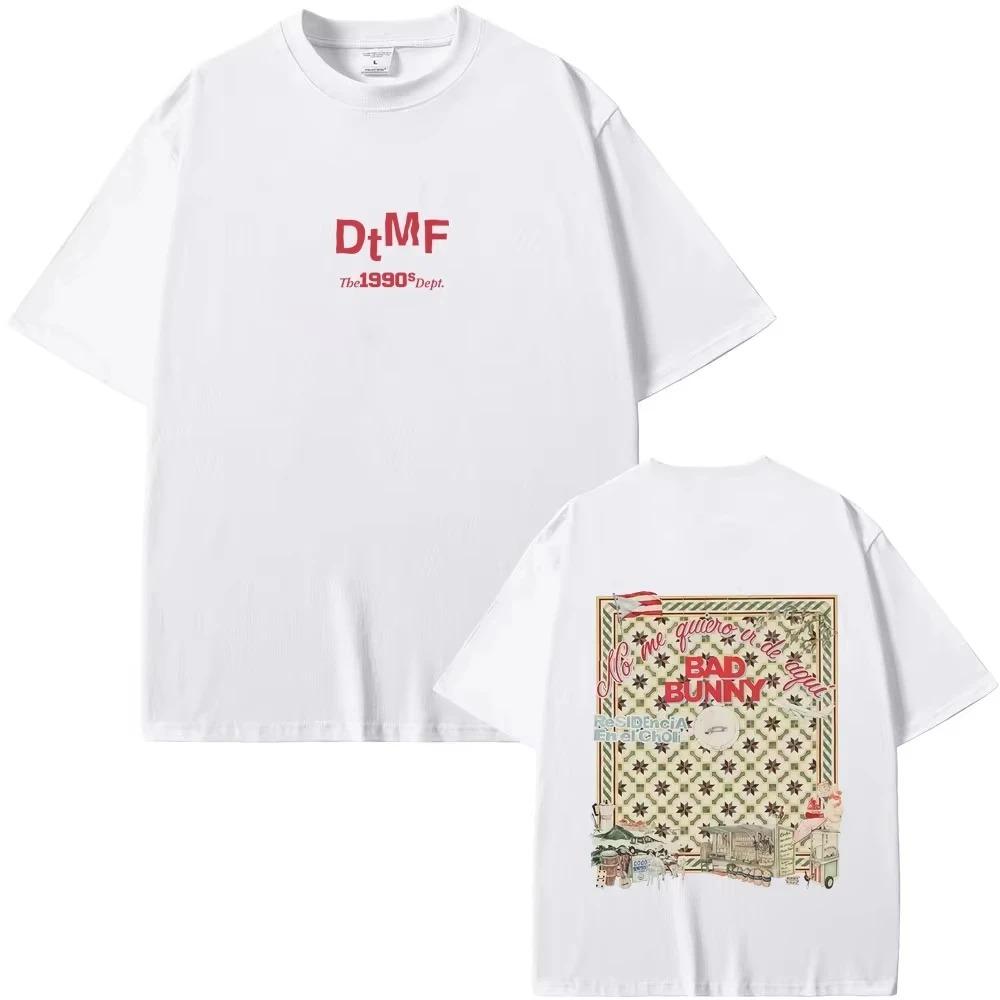 Bad Bunny DtMF Album Dual Sided Vintage T-Shirt Latin Reggaeton Hip Hop Oversized Black Unisex Women And Men T-shirts