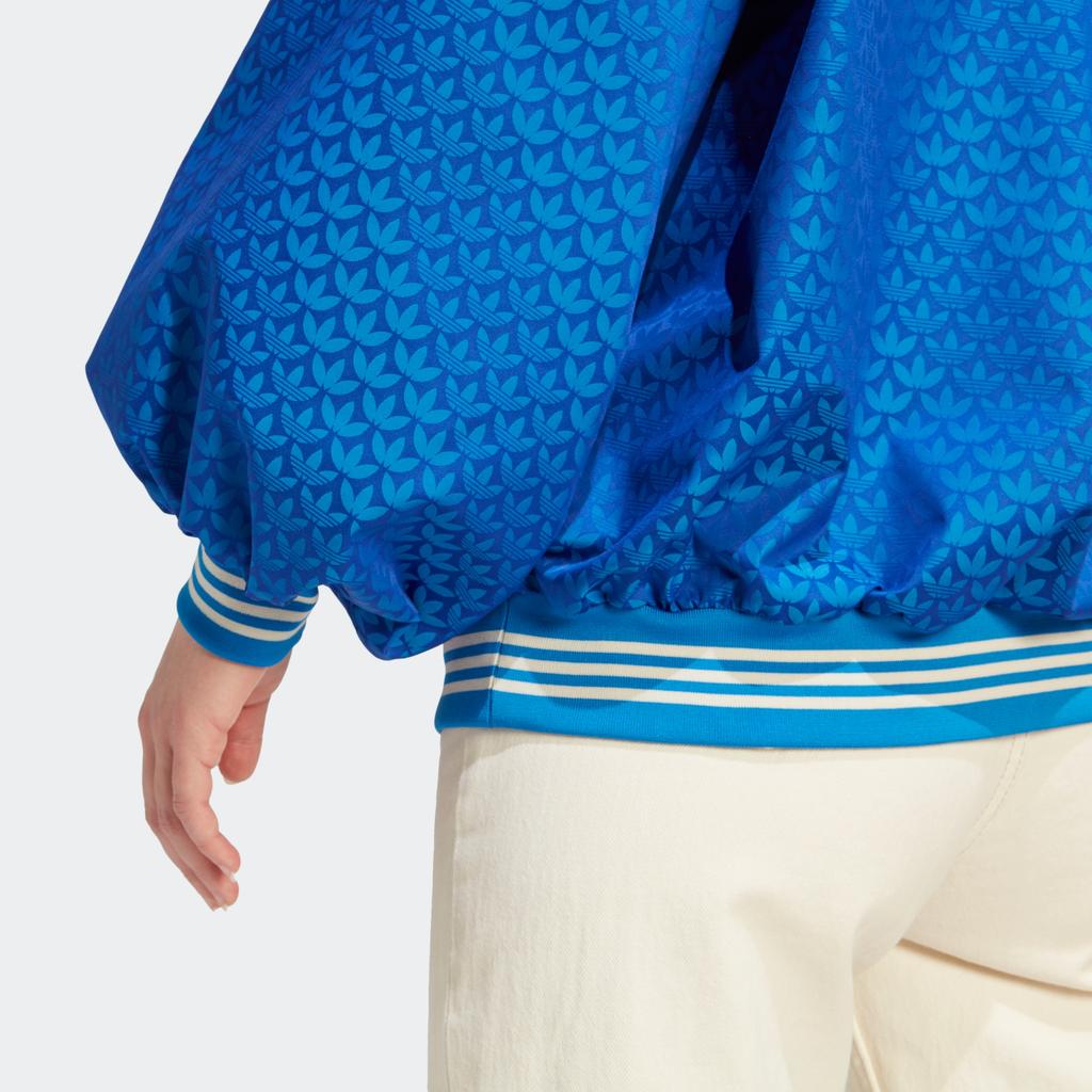 Adidas Originals SS23 Adicolor 70s Retro Series Half-Zip Monogram Logo Printed Sports Jacket Women Jacket Neon-Blue IK7882