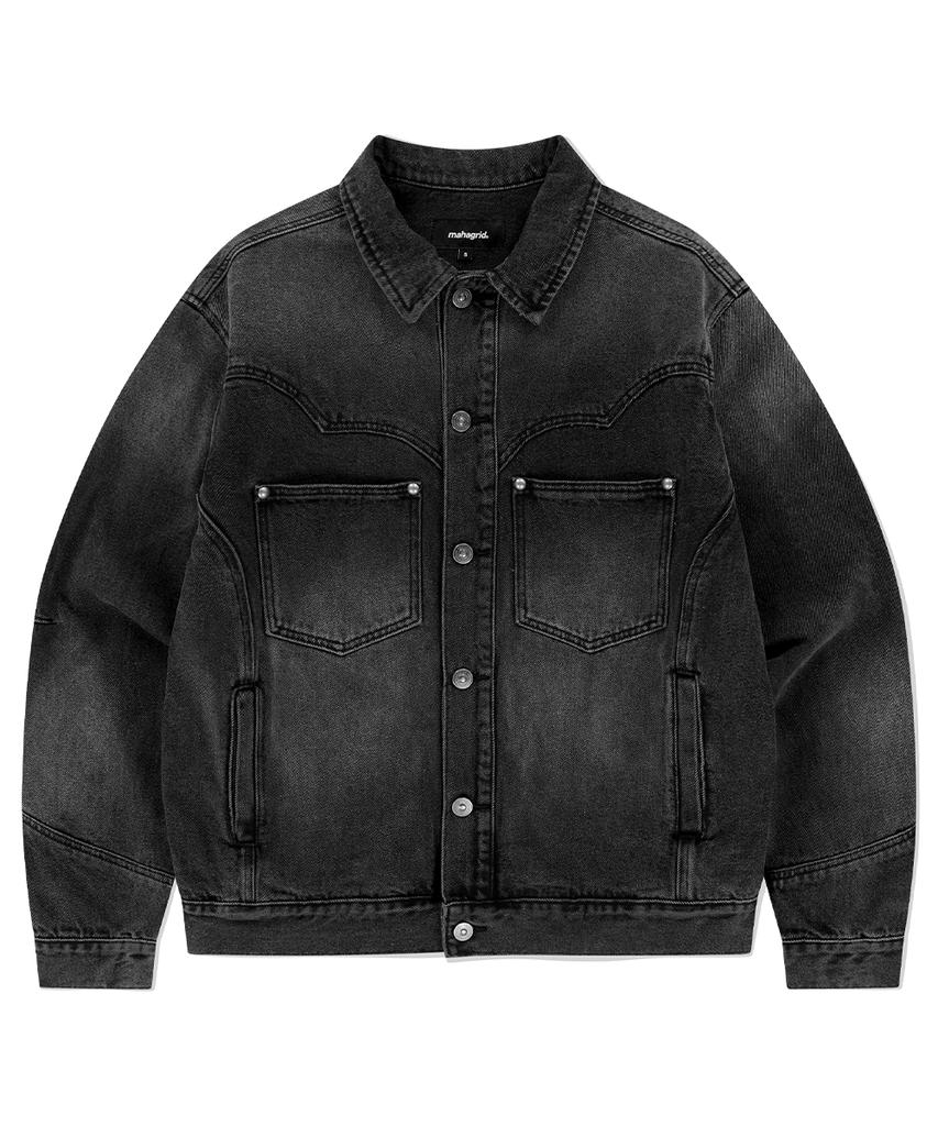 Mahagrid Western Denim Jacket Black(Mg2Efmd115A)