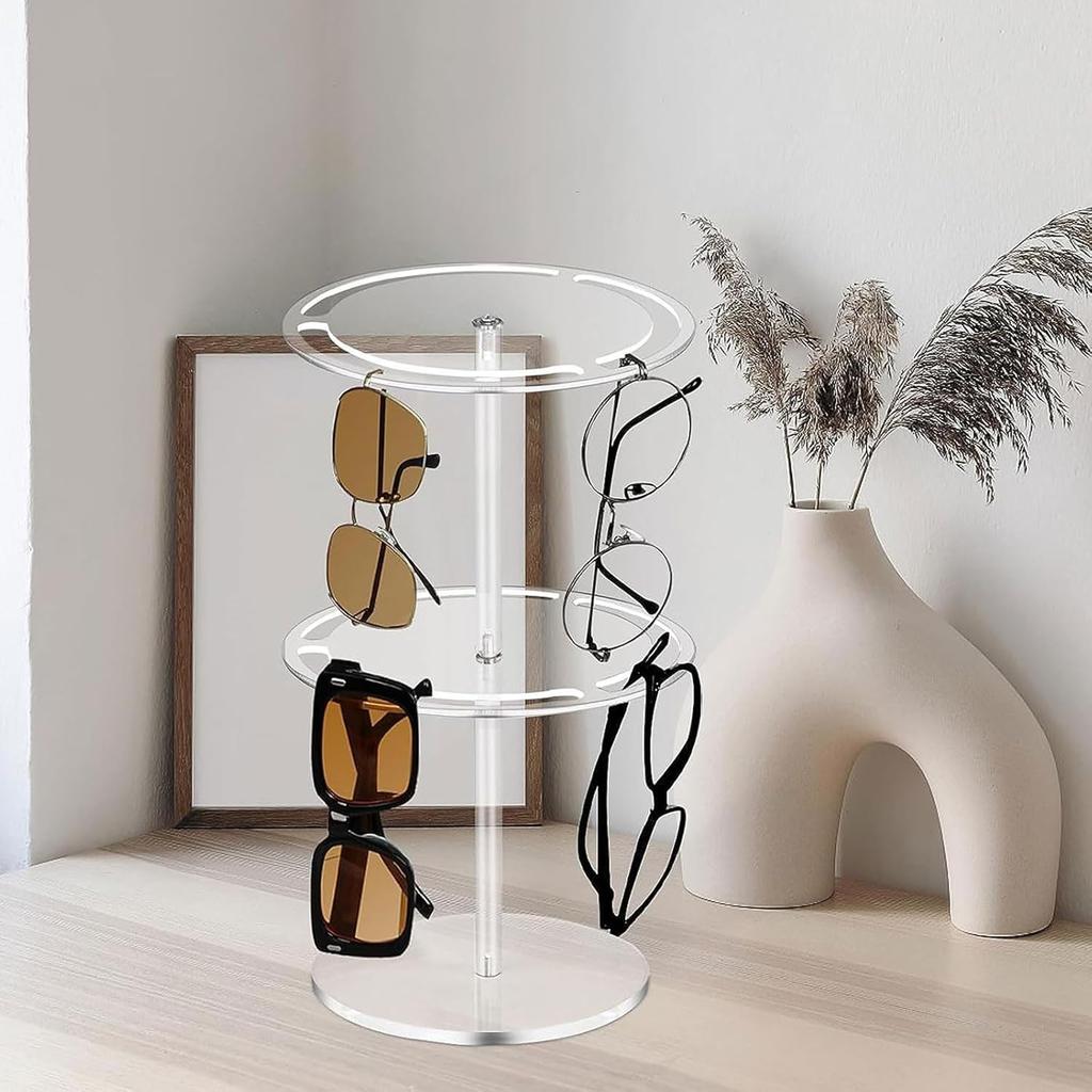 DIFEIUKI Eyeglass Holds 24 Hangs for Men and Women Stand, 2-Tier, Eyeglasses, Acrylic, 360° Rotating, Desktop, Eyeglasses, Display, Stylish, Unisex,