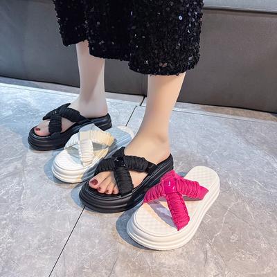 Fashion Open Toe On Beach Outside 2025 White Woman Slippers Height Thick Shoes for Platform Slides Sandals Casual New Fashion
