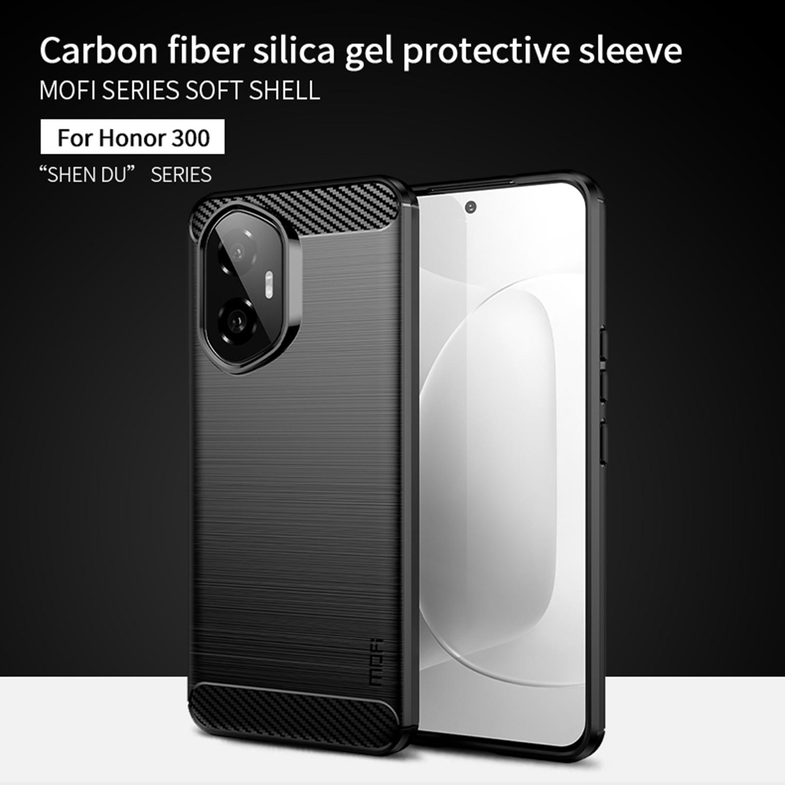 

For Honor 300 Back Cover MOFI Brushed Texture Carbon Fiber Soft TPU Case Red