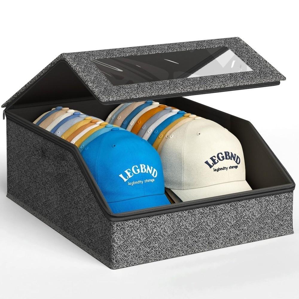 Clear Window Hat Storage Box 24 Cap Capacity Cap Storage Case New Foldable Hat Box  Closet Storage