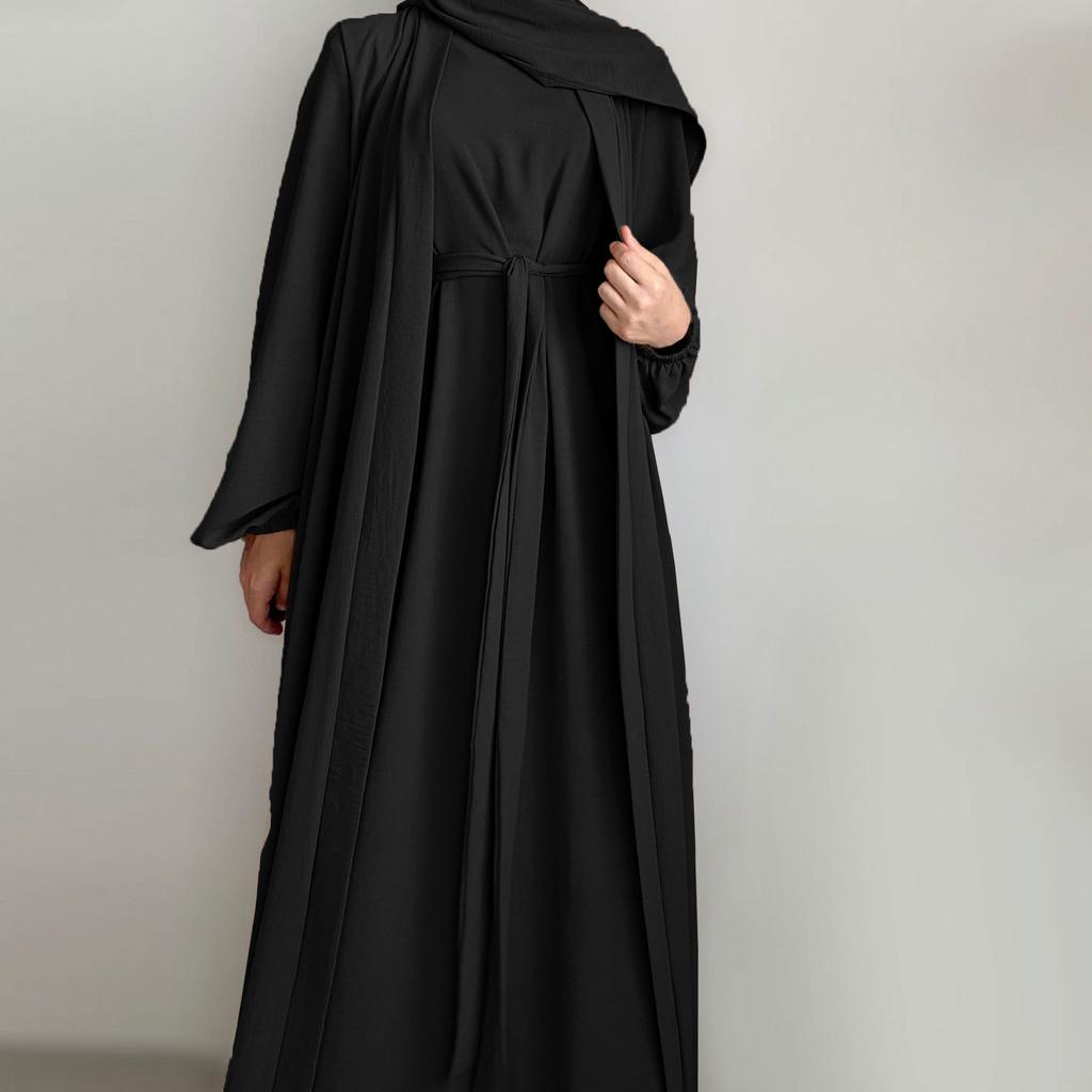 Dame muslimsk kåpe ensfarget todelt lang kjole