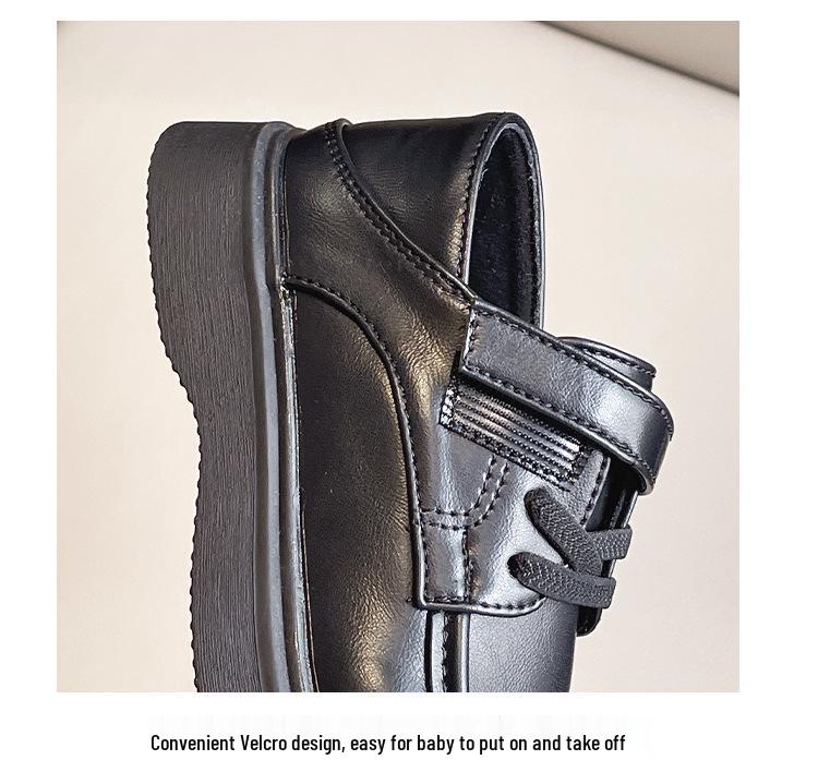 Children's Black British Style Leather Shoes - Suitable for Boys and Girls In Primary School, Perfect for Spring, Autumn, and All Seasons.