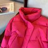 Высококачественная модная простая куртка с хлопковой подкладкой 2024 года, зимняя утепленная куртка с воротником-стойкой из хлопка, пальто с высокой талией