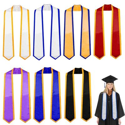 New Satin Plain Graduation Stole Sash Double Layered Unisex Honor Stole Ceremonial Belt