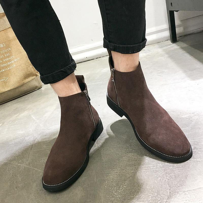 Fashion Fashion Chelsea Boots Men Pointed Comfortable ZIP Dress Boots Men Slip On Cheap 2024 New Men's Suede Shoes Zapatos Hombre Casual