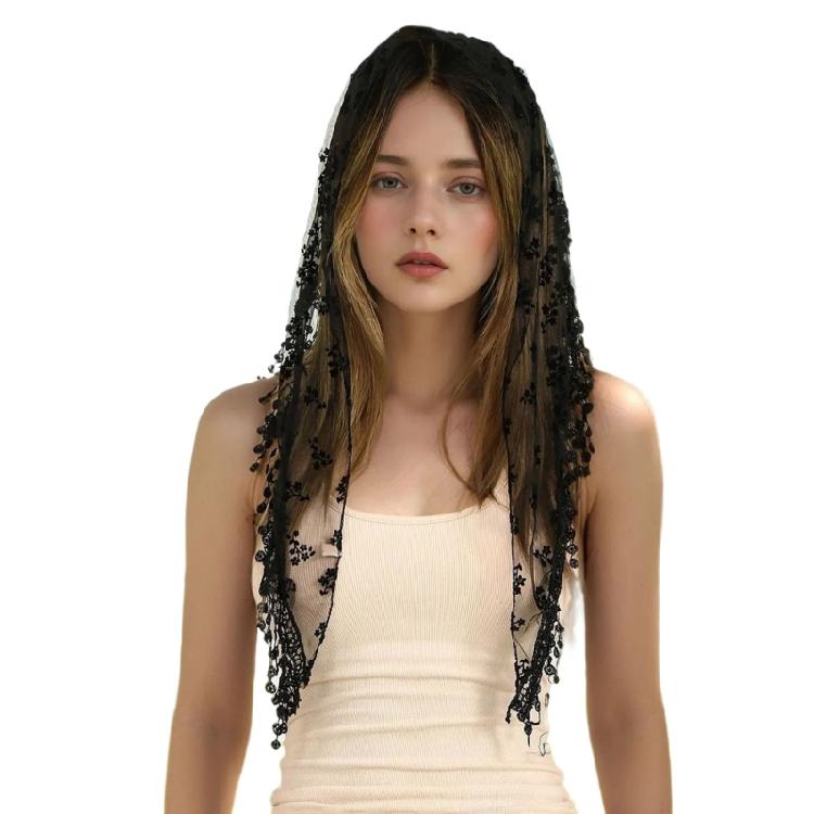 Cozy Featherweight Wedding Head Wrap In Enduring Black For Outdoor Summer Festivities