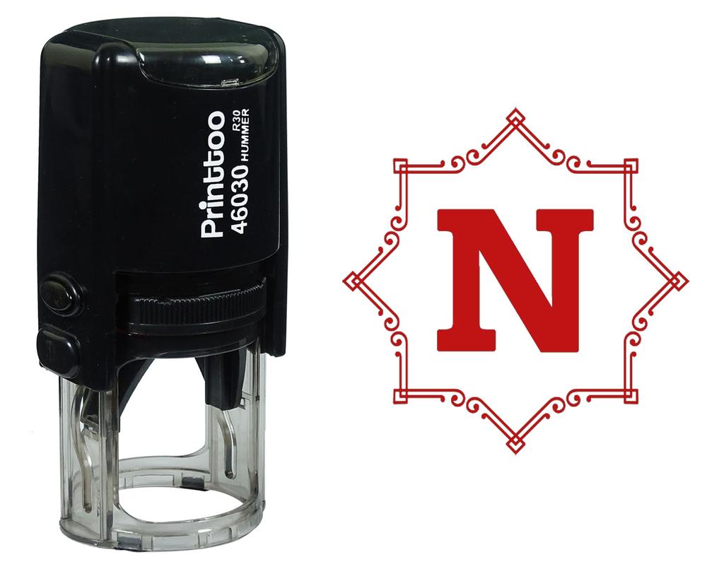 Printtoo Octagon Celtic Swirl Frame Alphabet N Monogram Self Inking Rubber Stamp Office