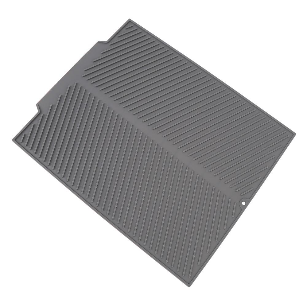 Grey White Dish Drying Mat Silicone Sink Drainer Mat Kitchen Counter Drain Pad  Multi Functional