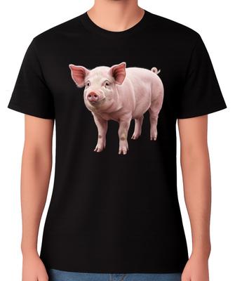 Cute Farm Pig T-Shirt Illustration Animal Lover Gift Unisex Tee