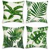 4Pcs Tropical Leaf Cushion Covers, Vibrant Green Monstera & Palm Print Pillow Cases For Sofa Bedroom Living Room 45X45Cm