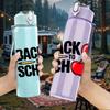 1PC Back To School Apple Book Theme 750ml Color Plastic Sports Water Bottle Leakproof Flip Straw Lid Suitable for Sports Office Home Use