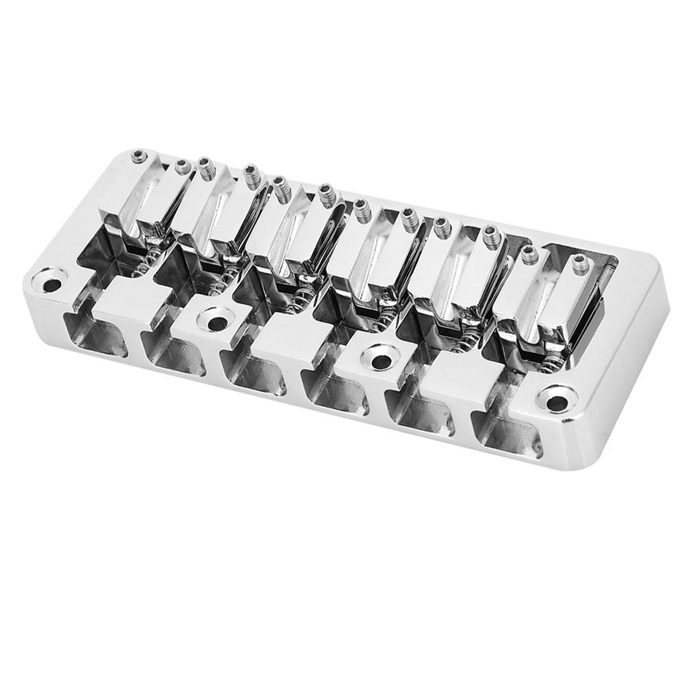 1 PC 6 String Bass Fixed Hardtail Bridge with Adjustable Saddle Chrome