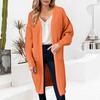 Women's fashionable long-sleeved pocket, large-sized loose cardigan sweater coat