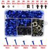 195PCS Motorcycle Fairing Bolt Screw Nut Kit Bodywork Screws Motorcycle Universal Kit Blue