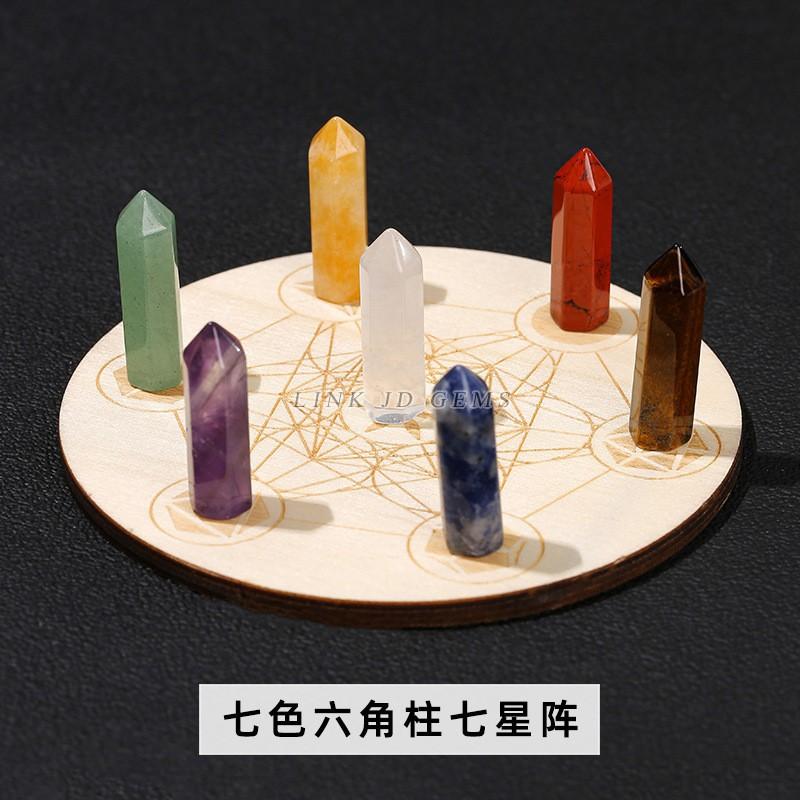 Natural Seven Colors Crystal Stone Single-pointed Hexagonal Column Ore Specimen Ornament Pendant for Men Women Room Jewelry Gift