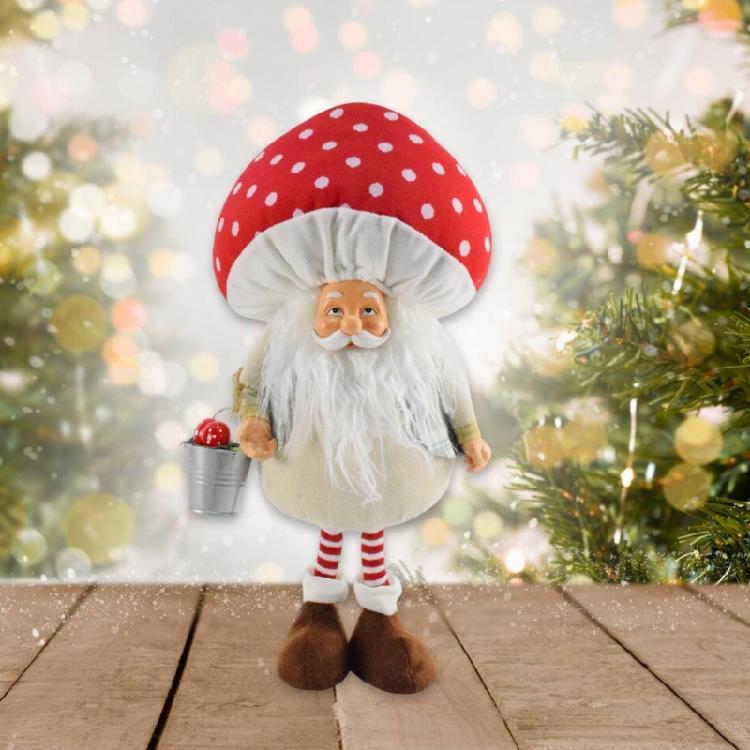 Mushroom Hat Gnomes Doll Christmas Figurine Plush Table Decoration for Holiday Gifting Polyester Ornament for Tabletop