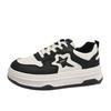 Little White Shoes Women's New Spring and Autumn Thick Baseplate Shoes Versatile Black and White Stars Panda Shoes Tide