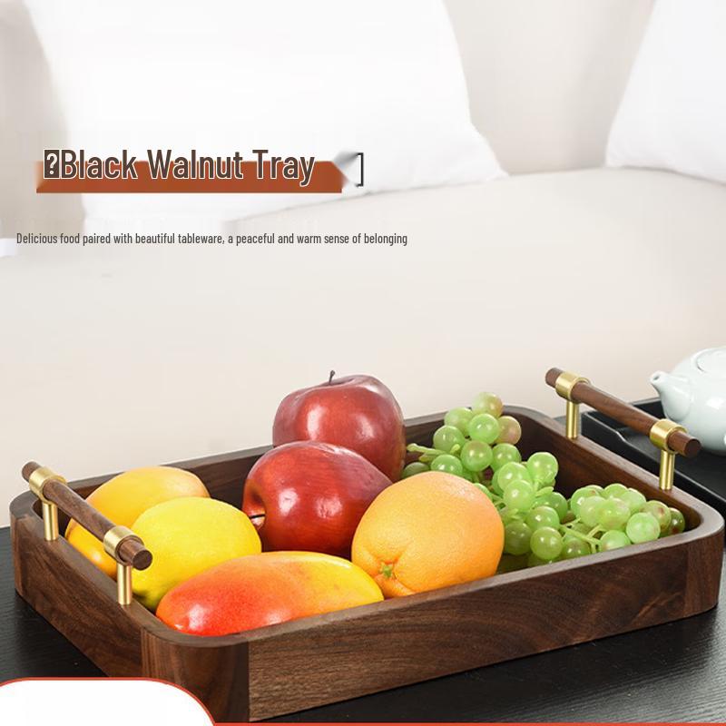 

SMVP Black Walnut Wooden Serving Tray with Brass Handles