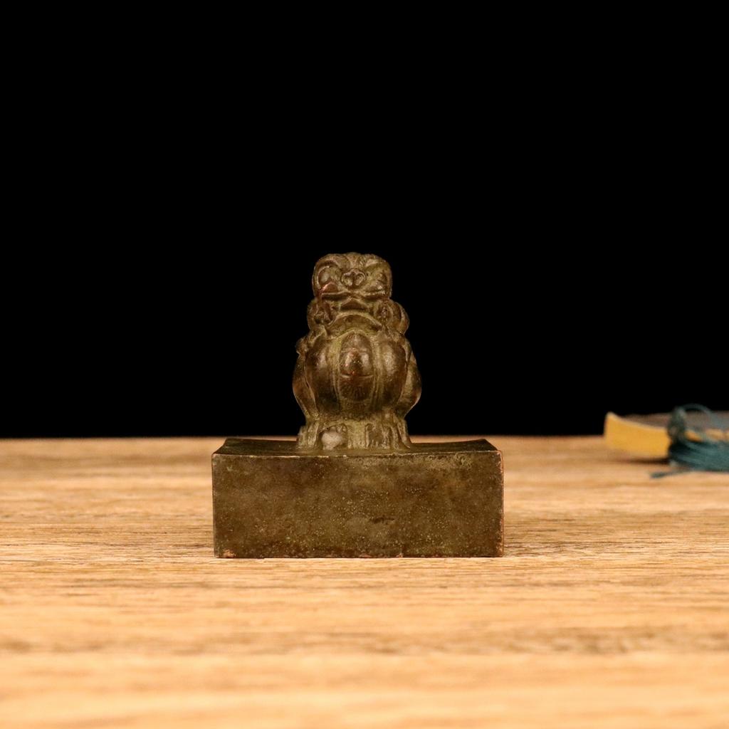 Antique Collectible Copper Ornament, Alloy Pixiu Seal Decorative Craft