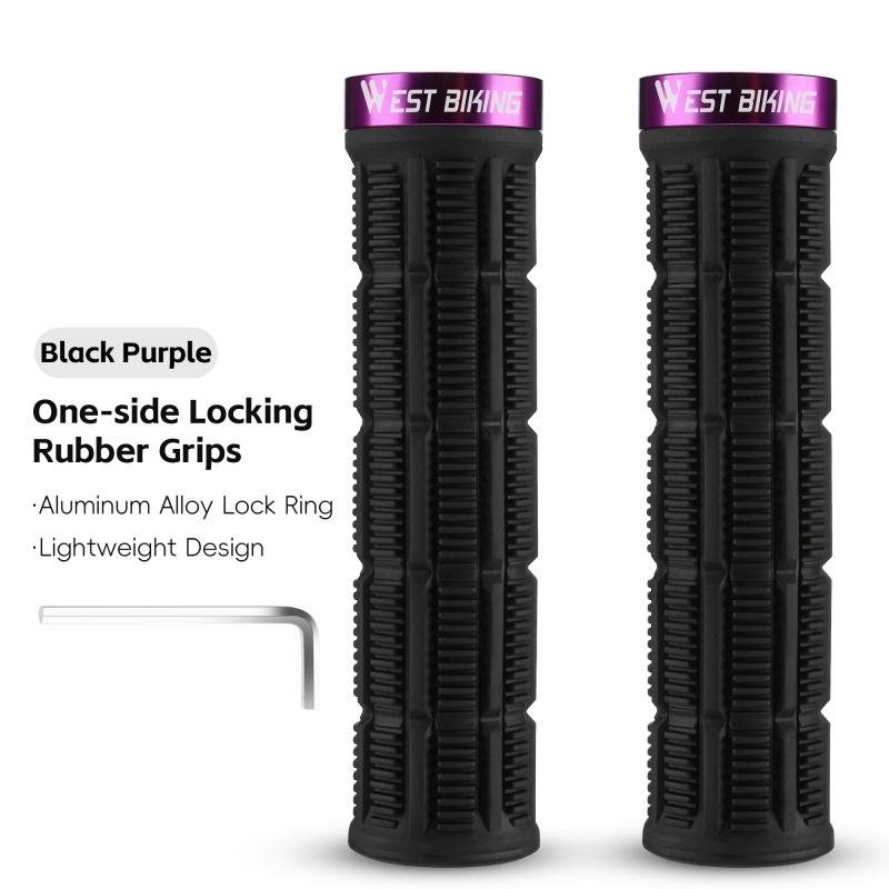 WEST BIKING Bicycle Handle Bar Grips Mountain Bike Soft Single-sided Locking Handlebar Cover Plug Rubber Non-slip Cycling Grips
