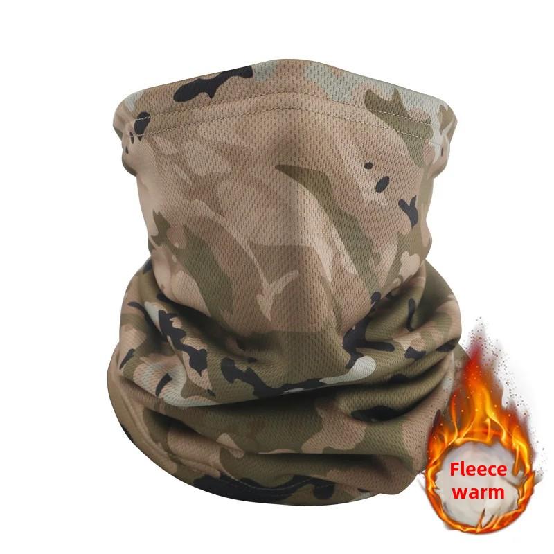 Winter Camouflage Fleece-lined Scarf Thickened Outdoor Headcover Warm Face Mask Riding Small Cap Thermal Headset