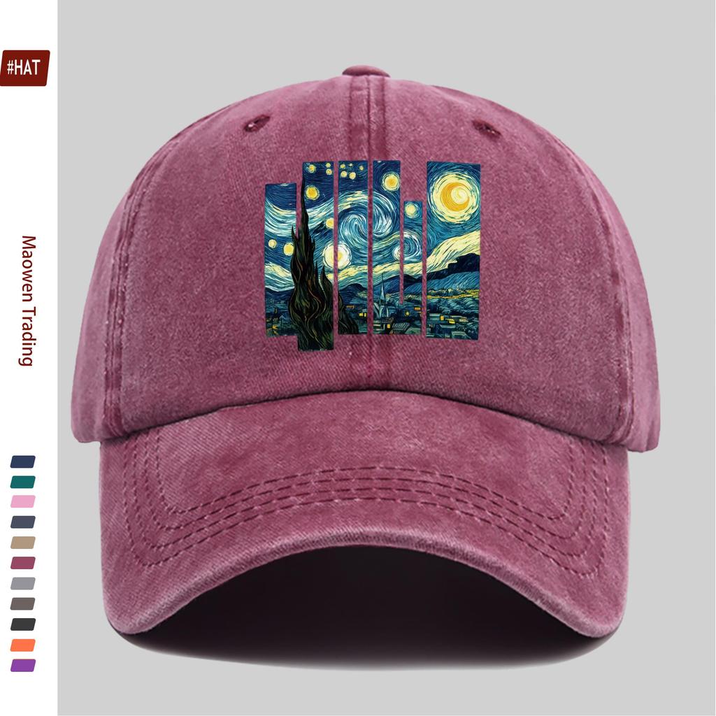 Pc Fashion Oil Painting Pattern Printed Baseball Cap Casual Design Decorative Hat Comfortable Lightweight Headwear Adjustabl
