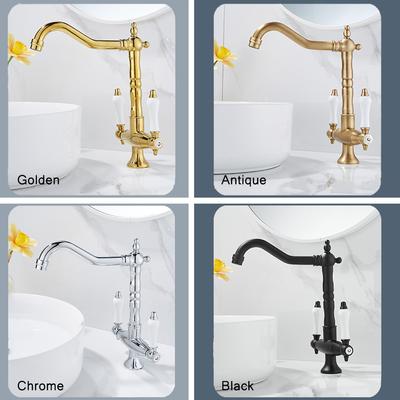 European Nobility Tall Bathroom Faucet Basin Faucet Tap Bathtub Faucet Two Handles Hot Cold Mixer Crane Basin Faucet Tap