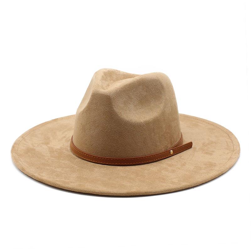 Wish Suede Top Hat Men And Women Couple Flat Brim Hat Flat Brim Gentleman'S Hat