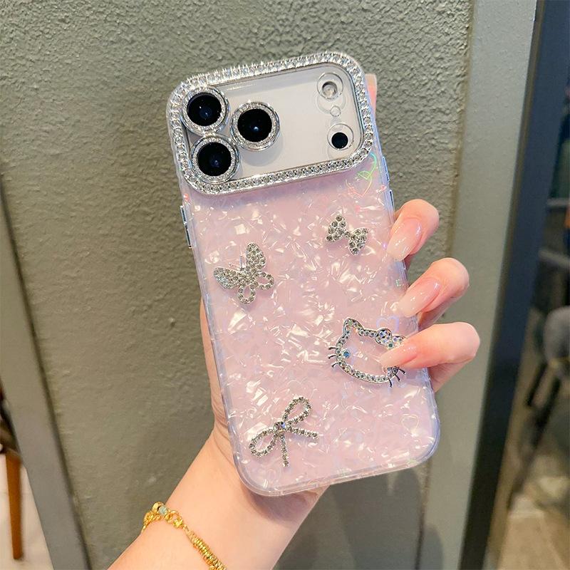 Butterfly Bow Tie Hollow Kt Cat Mobile Phone Case for Iphone16Promax All-inclusive Apple 17 Shell Pattern Hard Case